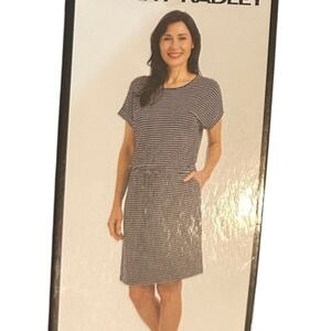 Radley London Striped T-Shirt‎ Dress Drawstring Waist Casual Comfy